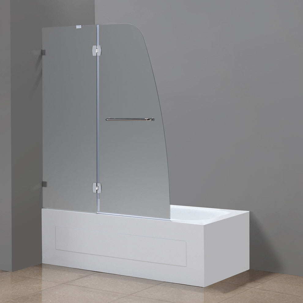 Soleil 48"x58" Completely Frameless Tub Hinged Door, Frosted, Stainless Steel