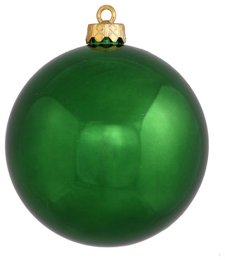 Vickerman 4" Gold Shiny Ball Ornament, 6 per Bag, Emerald