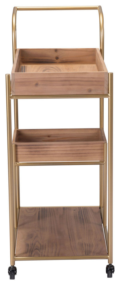 Bar Cart, Steel Metal, Wood, Brown, Gold, Bar Kitchen Pub Cafe Bistro