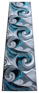 Angie Collection Runner 3' x 10' Turquoise Ocean Waves Pattern Area Rug