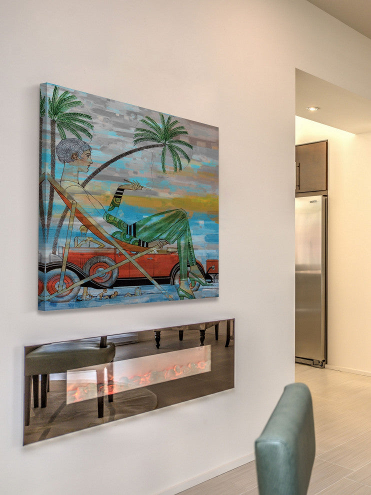 "Lounging" Print on Canvas, 32"x32"