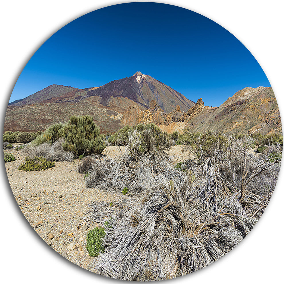 Caldera Of The Volcano Teide, Landscape Round Metal Wall Art, 11"