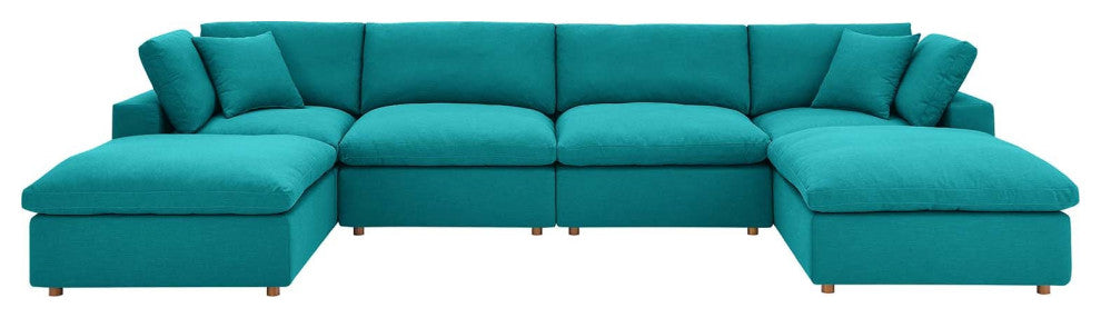 Cloud Couch, U-Chaise Cloud Sectional Sofa Set, Modular 6Piece Dream Couch, Teal