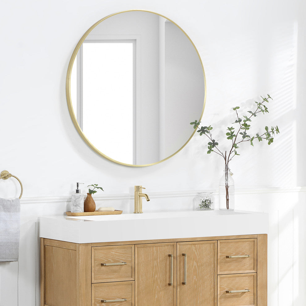 Vera Composite Granite Stone Console Bath Vanity Sink, White, 47.4"l X 19.7"w
