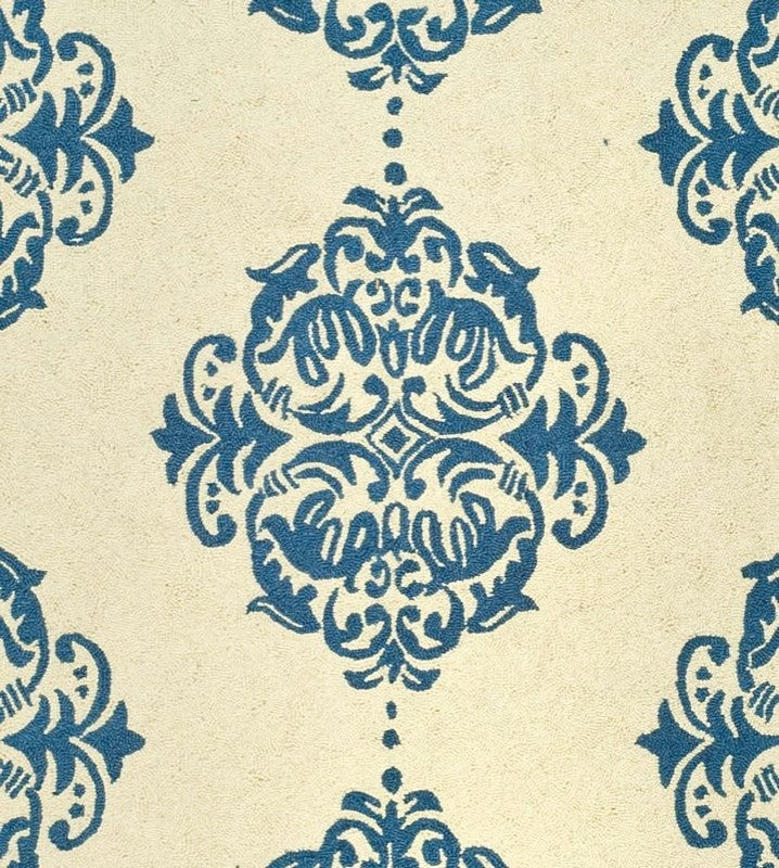 Safavieh Chelsea Hk145A Damask Rug, Ivory/Blue, 1'8"x2'6"