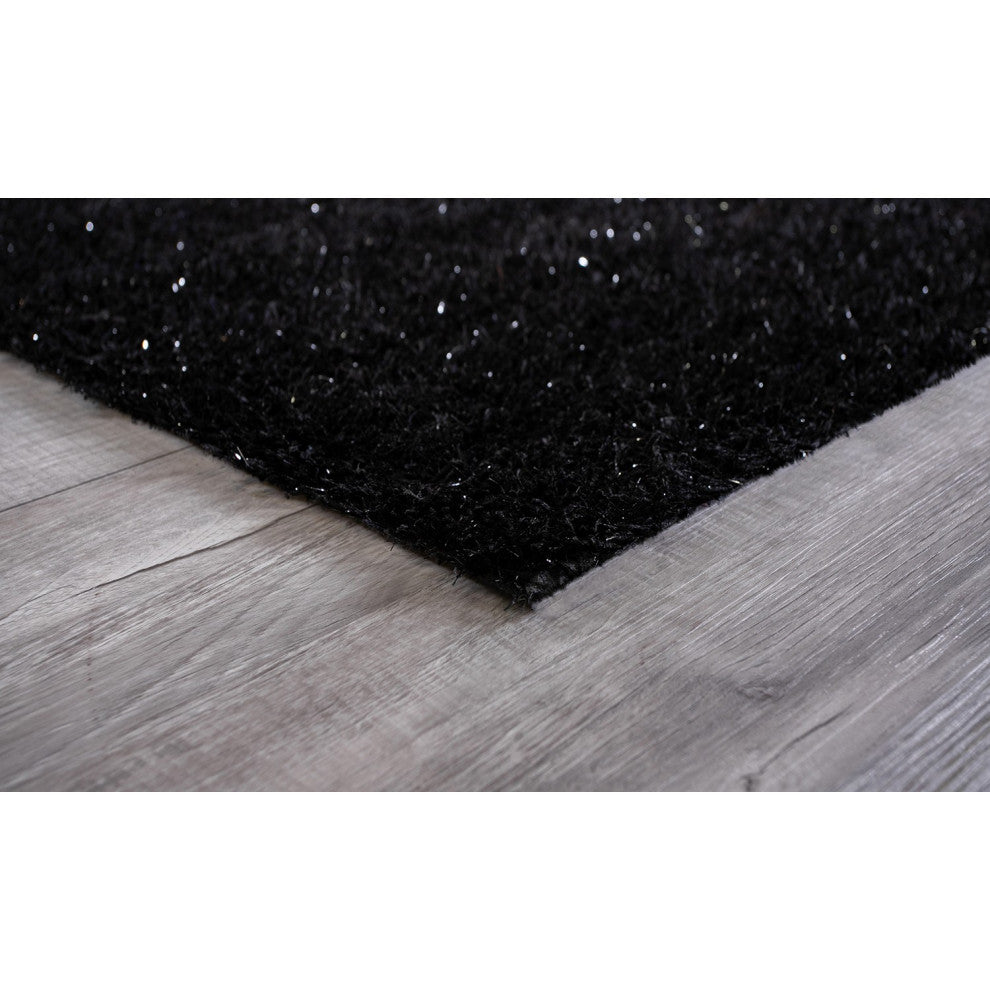 8" x 10" Black and Silver Sparkly Area Rug