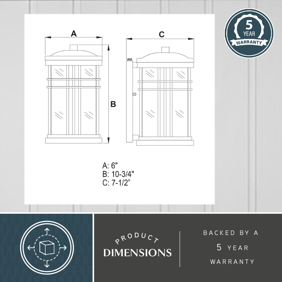 Wrightwood 6" Outdoor Wall Light Vintage Black