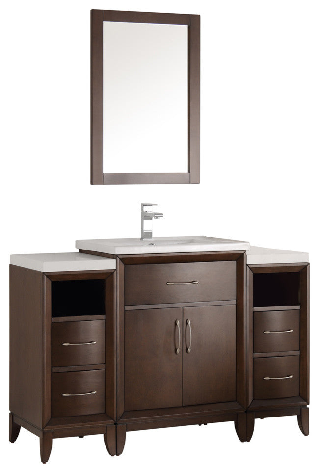 Cambridge 48" Antique Coffee Traditional Bathroom Vanity With Mirror, FFT1030CH