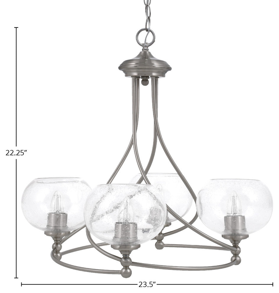 Capri 4-Light Chandelier, Brushed Nickel/Clear Bubble
