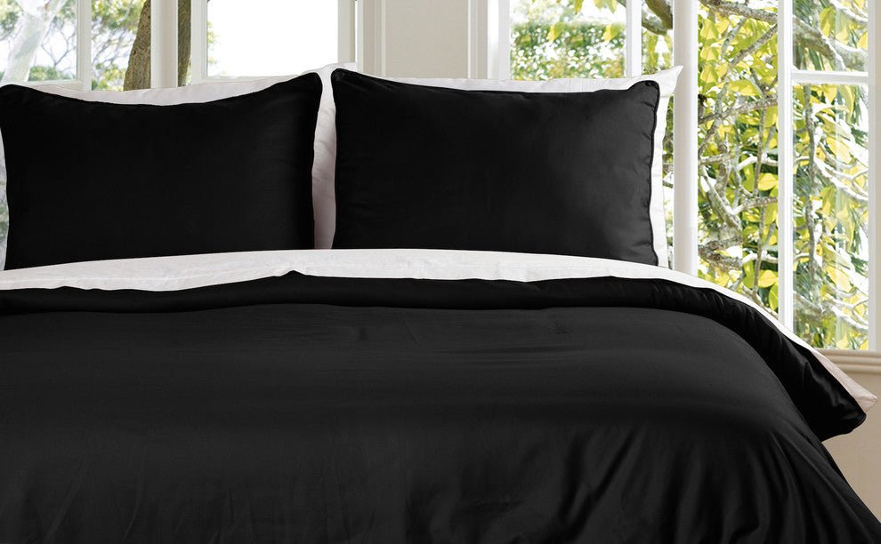 Lotus Home Water and Stain Resistant Duvet Cover Mini Set, Black, King