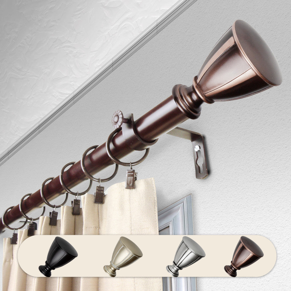 Maja 1" Curtain Rod, Bronze, 48-84"