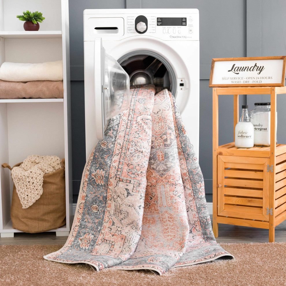 Hauteloom Rosman Distressed Washable Rug, 8'10"x12' Rectangle
