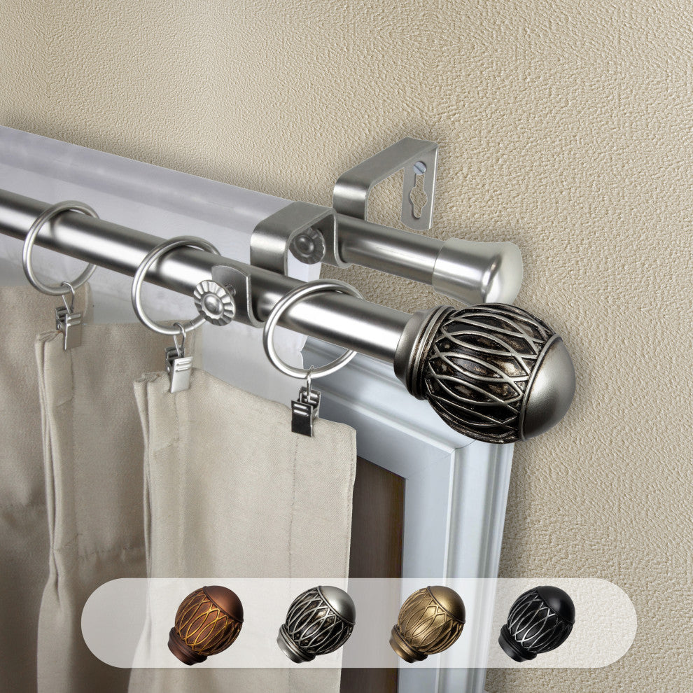 Denny 13/16" Double Curtain Rod Satin Nickel