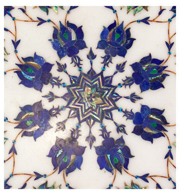 Chowki, Traditional Indian Pedestal with Marble Inlay