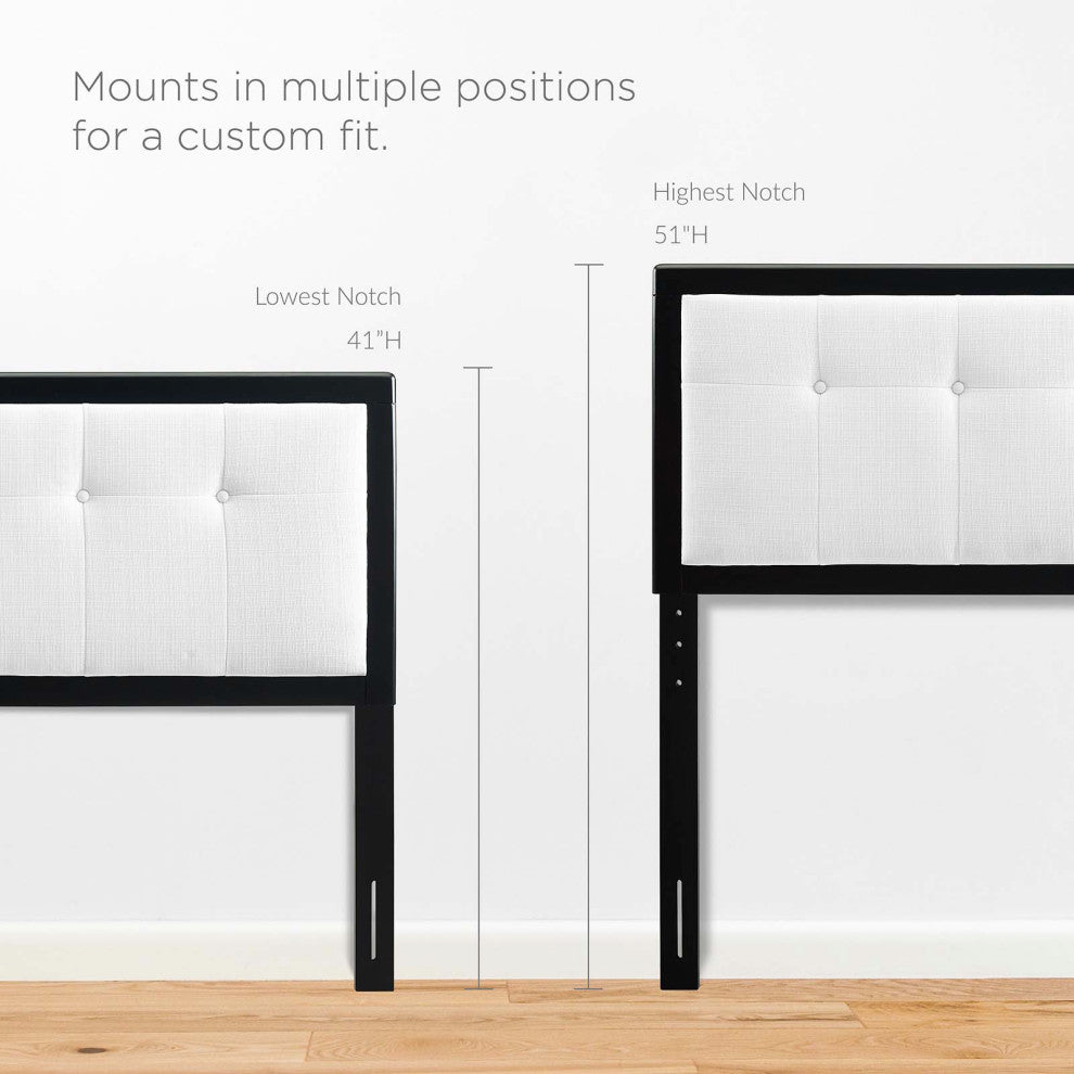 Draper Tufted King Fabric and Wood Headboard Black White