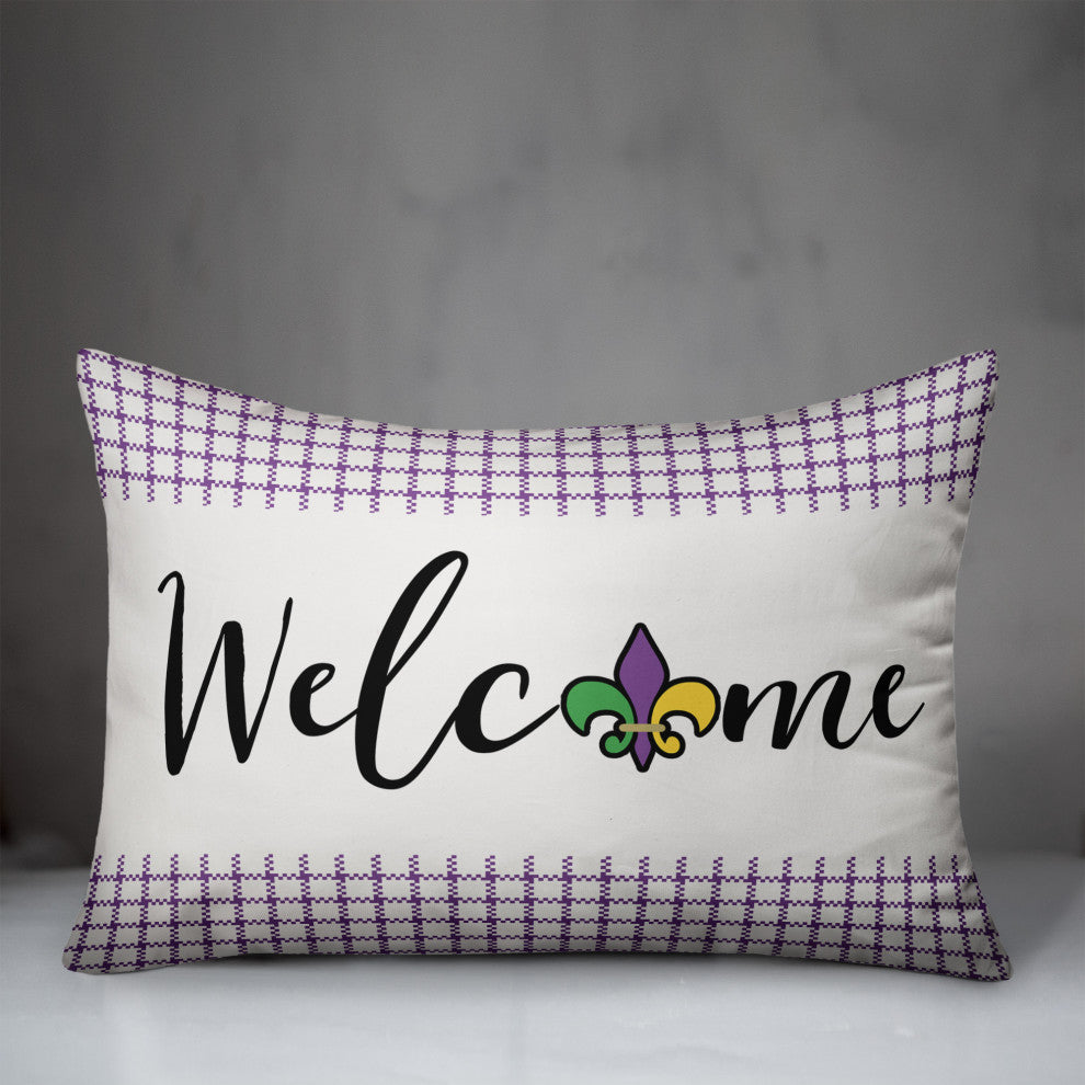 Welcome Fleur De Lis 14x20 Spun Poly Pillow