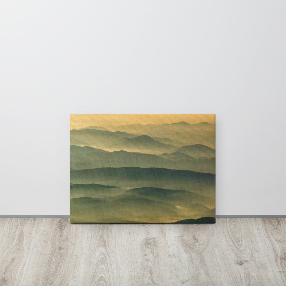 Foggy Mountain Layers at Sunset Landscape Photo Canvas Prints, 18" X 24"