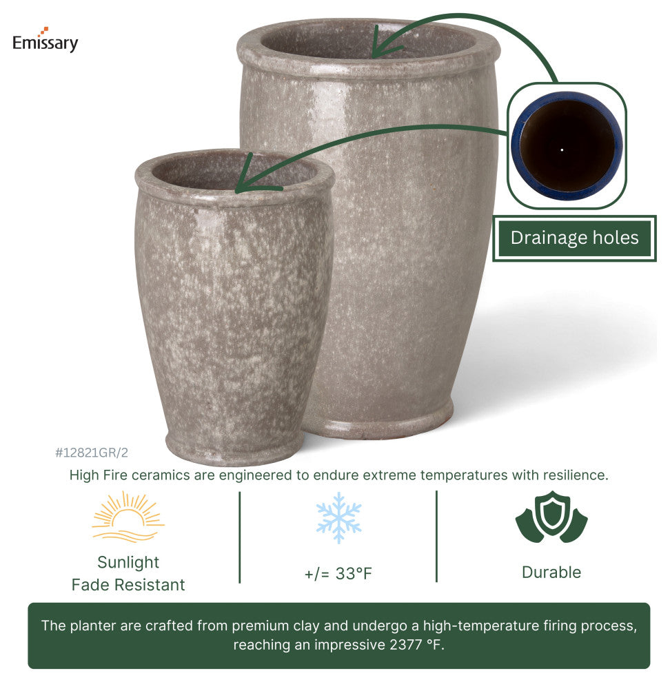 Round Planter, Gray Lg 18X27"H