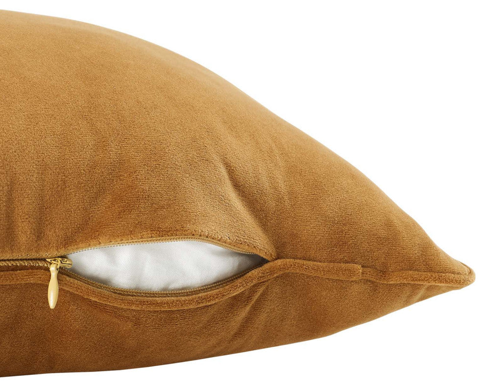Accent Throw Pillow, Velvet, Brown, Modern, Living Lounge Hotel Hospitality
