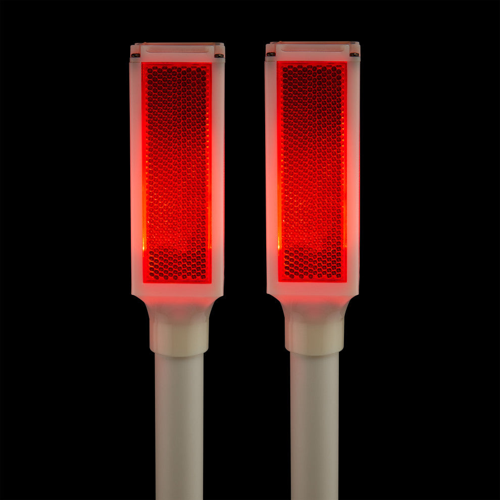 43"H Driveway Markers with Solar-Powered Red LED Lights - Set of 2