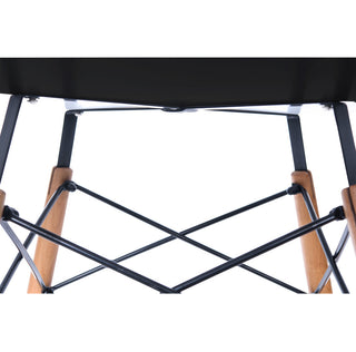 Dover Modern Round Dining Table with Natural Wood Eiffel Base & Mid-Century Top, Black