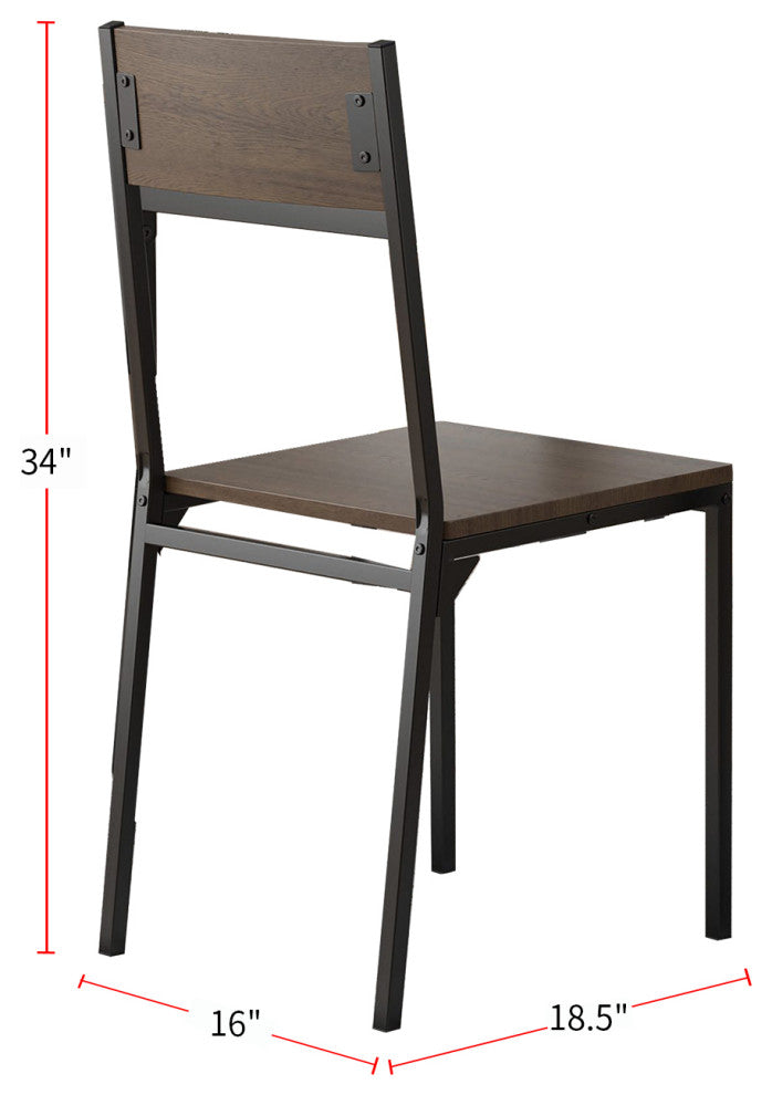 5 Piece Dining Set, Ark Brown And Matte Black