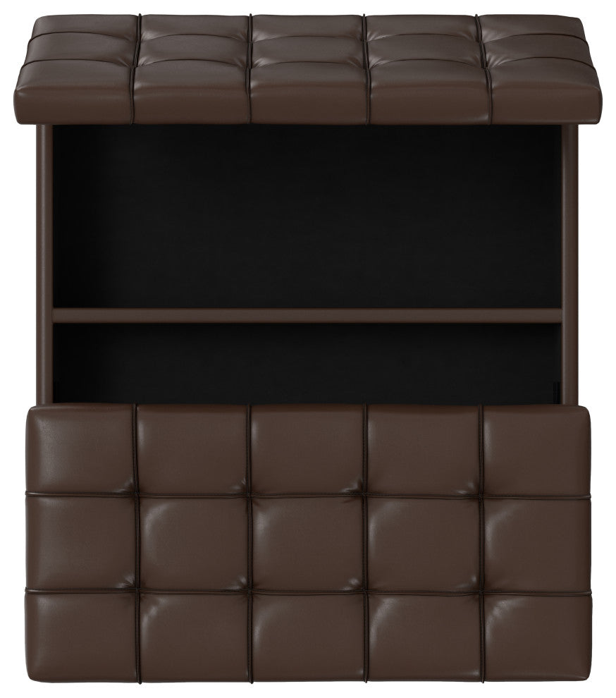 Harrison Large Square Coffee Table Storage Ottoman, Chocolate Brown