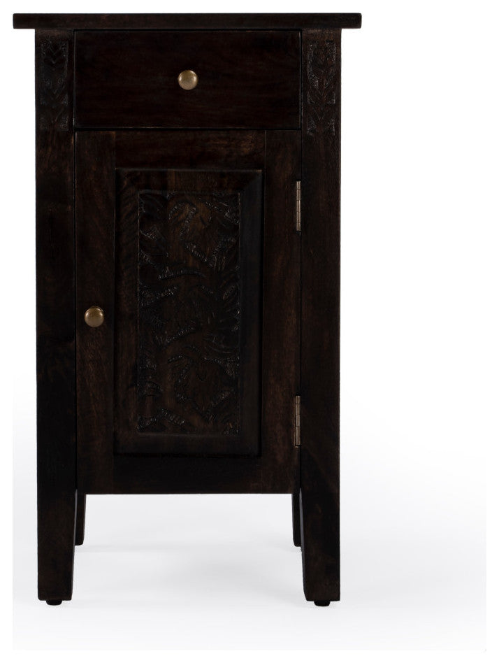 Switra 1-Door 1-Drawer End Table, Dark Brown