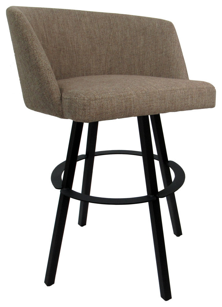 Swivel Metal Bar Stool Joey on Warren Base, Basin Beige Black, 26"