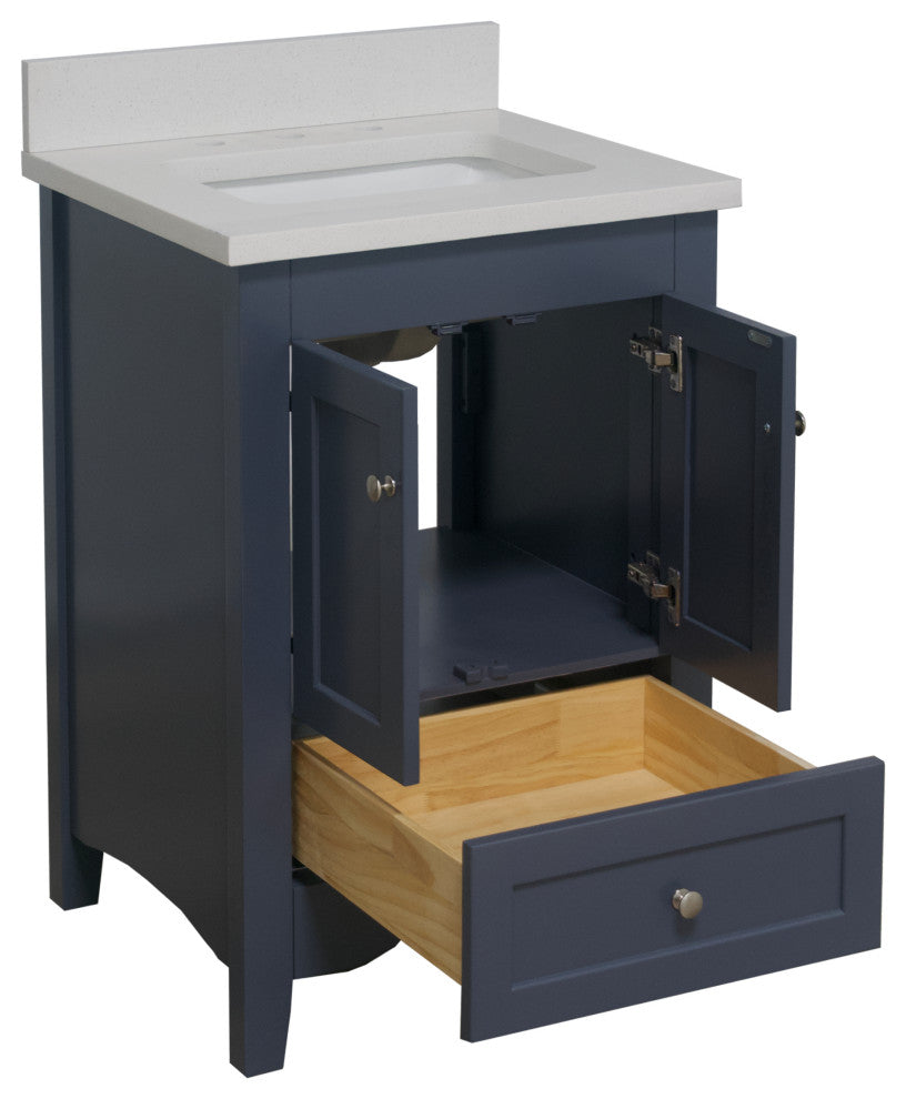 Abbey 24" Bathroom Vanity, Marine Gray, Quartz