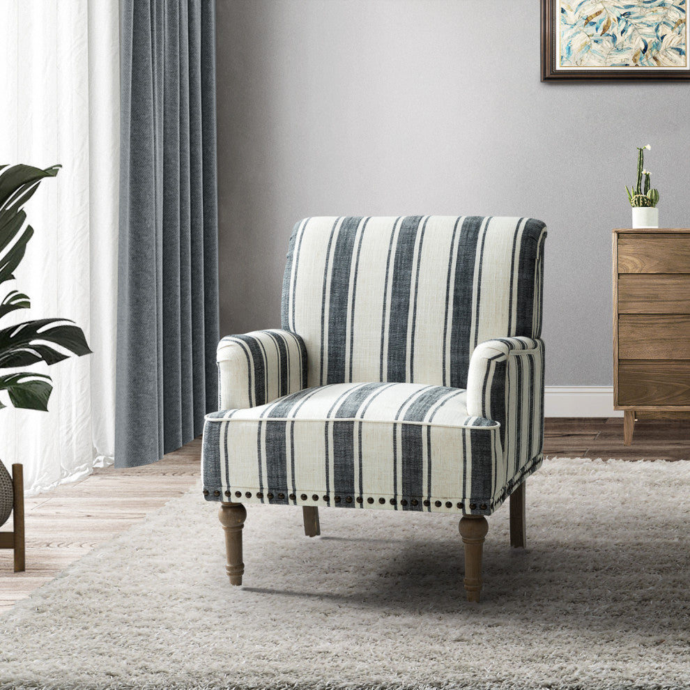Comfy Living Room Armchair With Stripe Design, Black