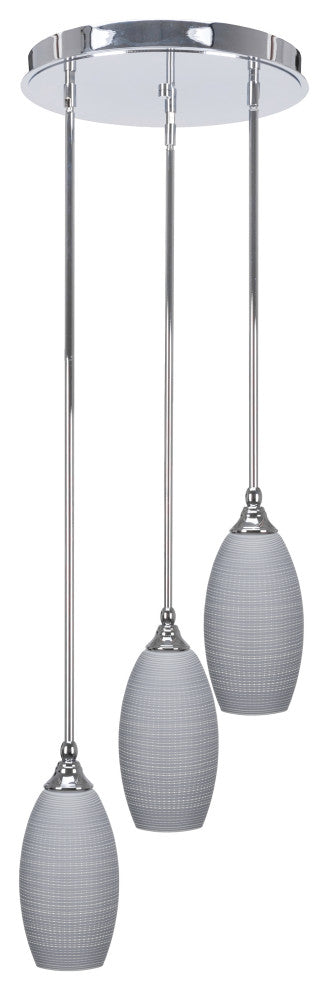 Empire 3-Light Cluster Pendalier, Chrome/Gray Matrix