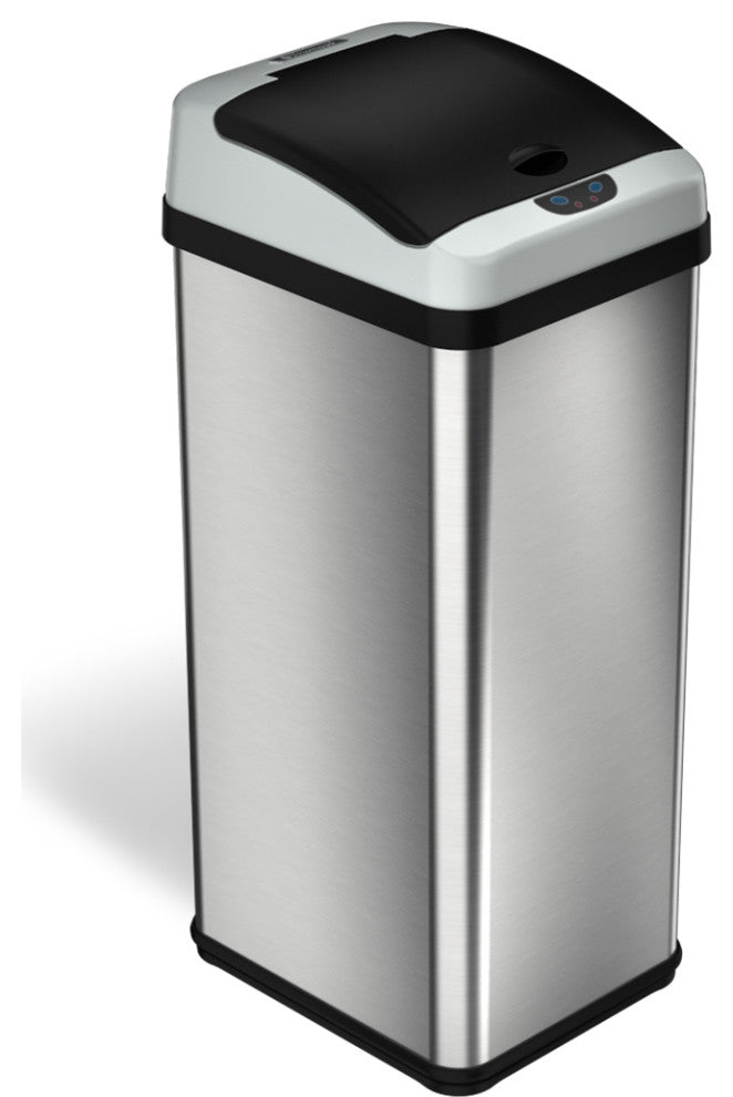 iTouchless 13 Gallon Platinum Sensor Trash Can with AbsorbX Odor Control System