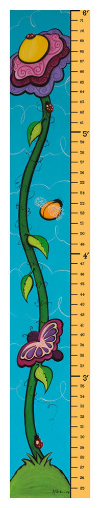 '6 Foot Growth Chart, Flower Sprout' Canvas Art by Sylvia Masek