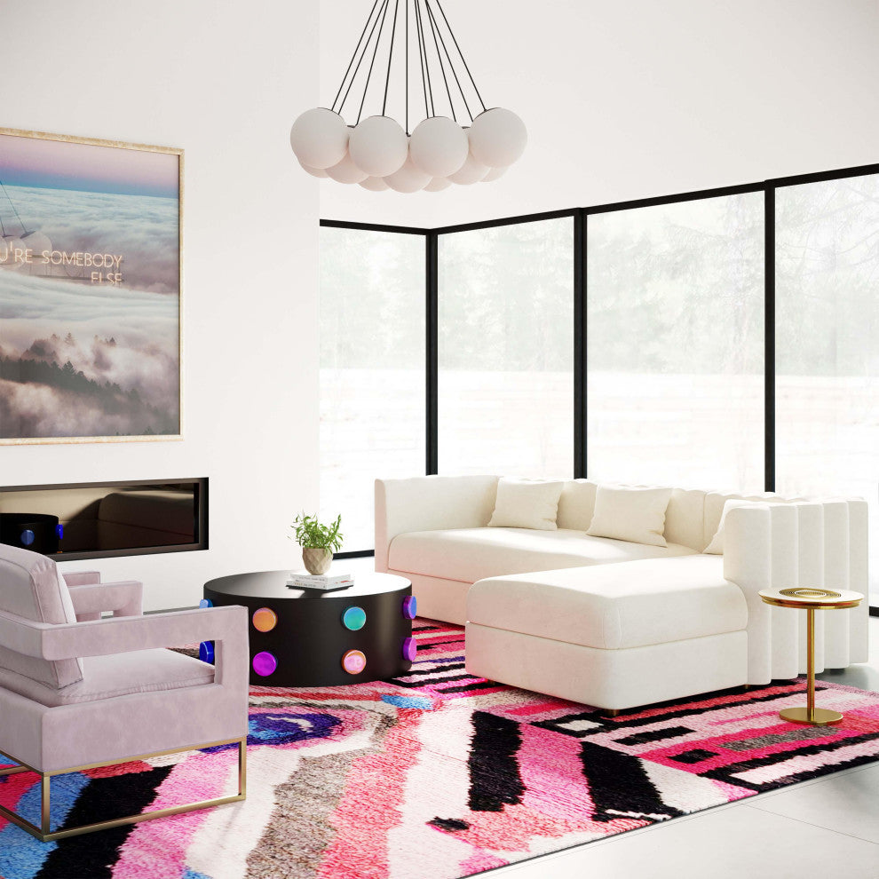 Callie Velvet Sectional, Cream, Raf
