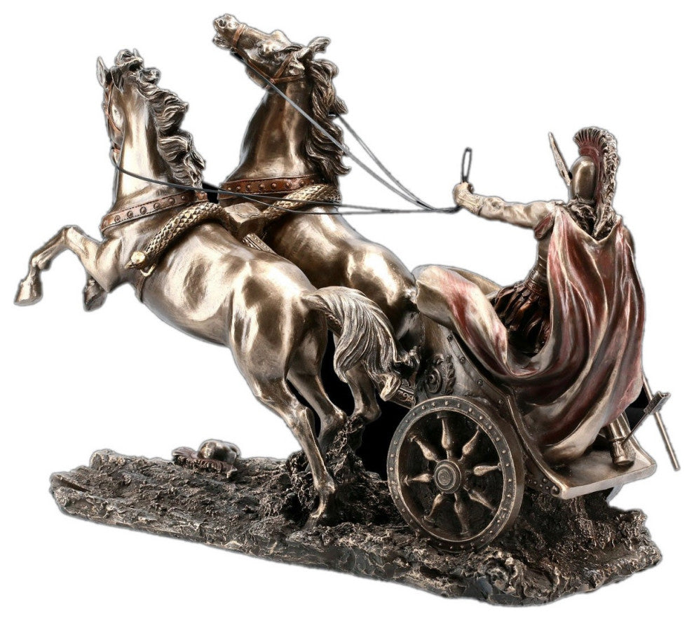 Achilles in Chariot, Greek Warrior King, Bronzed Sculpture Statue