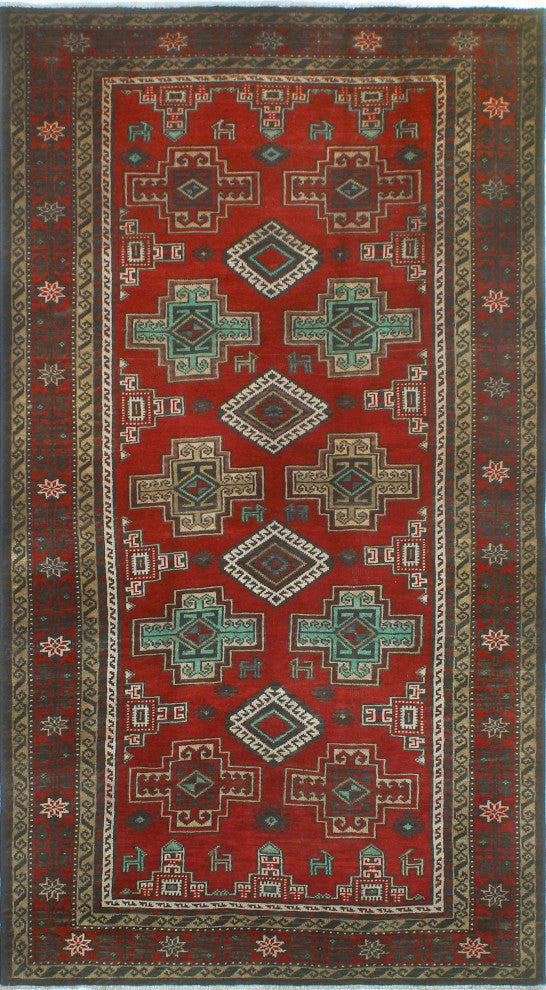 Vintage Distressed Bryant Red/Charcoal Rug, 3'8x6'7