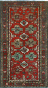 Vintage Distressed Bryant Red/Charcoal Rug, 3'8x6'7