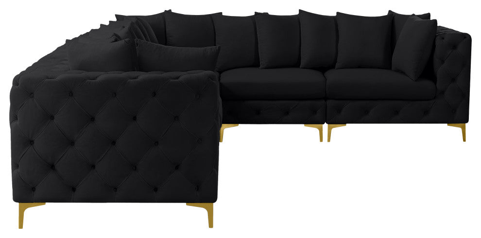 Tremblay Modular Sectional, Black, L-Shaped, 6-Piece: Armless (3), Corner (3)