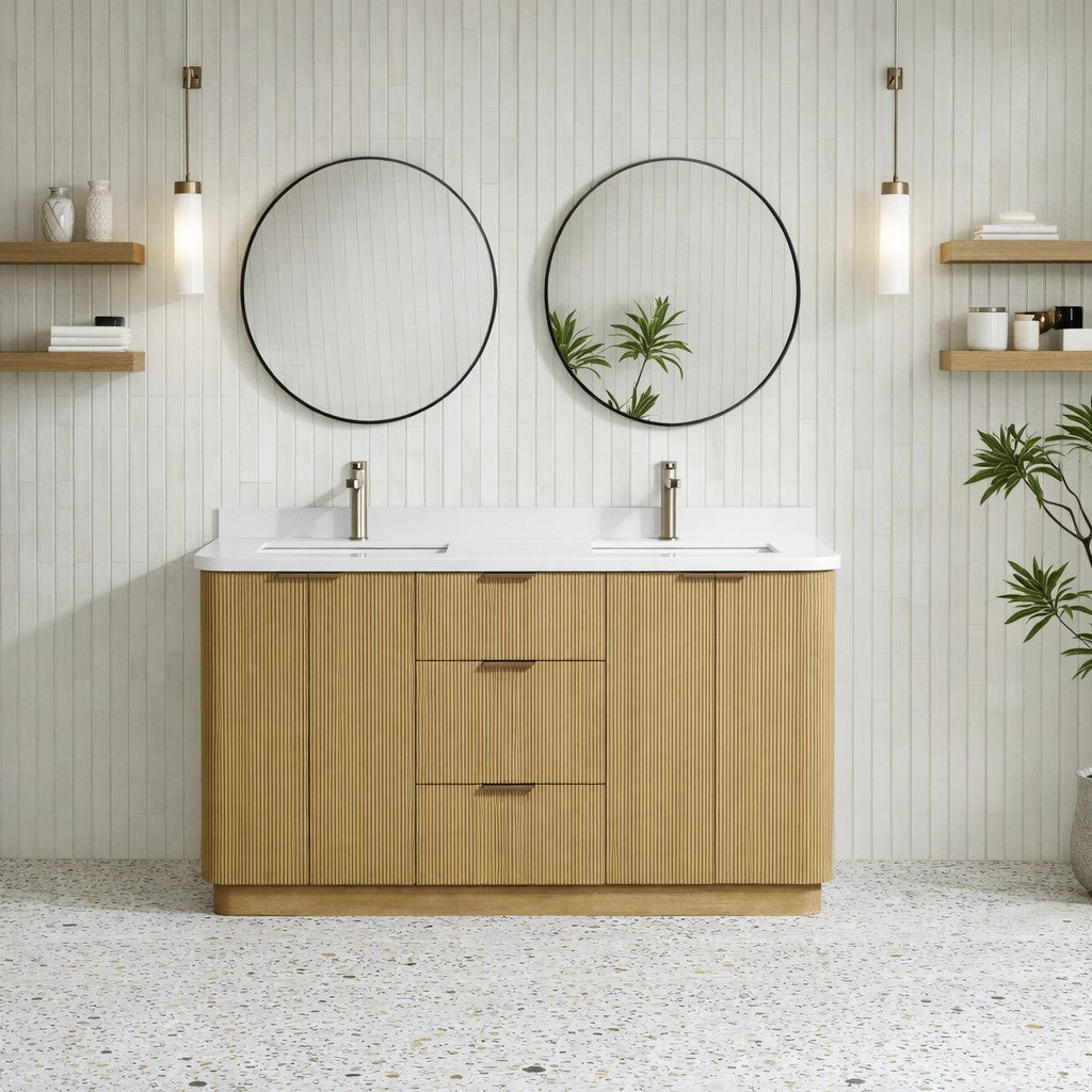 Ari Kitchen and Bath Calamigo 60" Freestanding Bathroom Vanity Oak