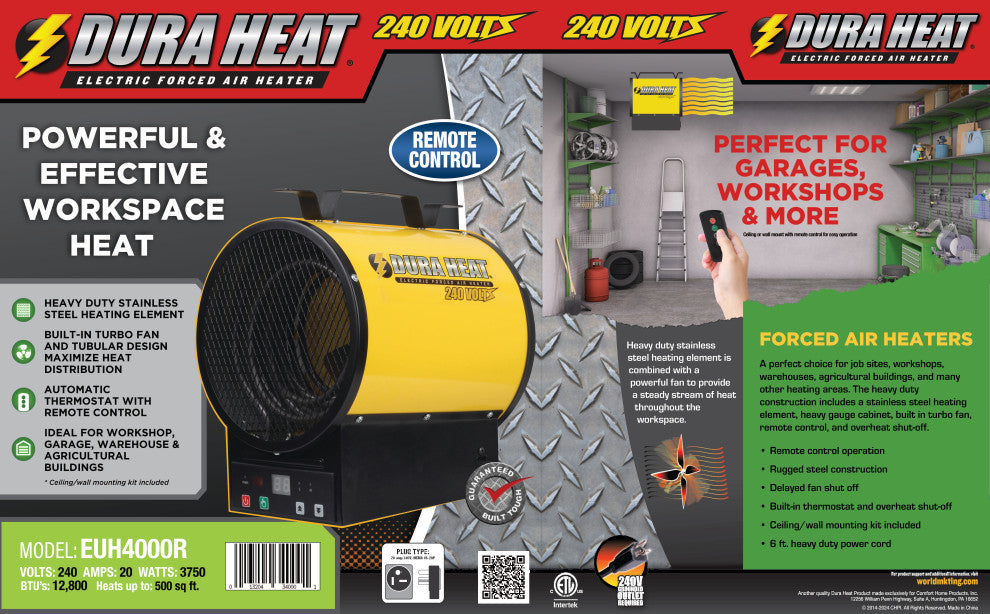 Dura Heat 240V Electric Garage Heater with Remote, Forced Air