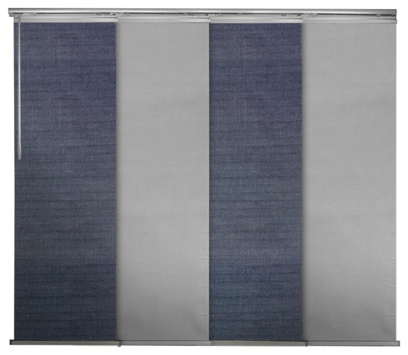 Azure-Dappled Iron 4-Panel Track Extendable Vertical Blinds 94"Hx48-88"W
