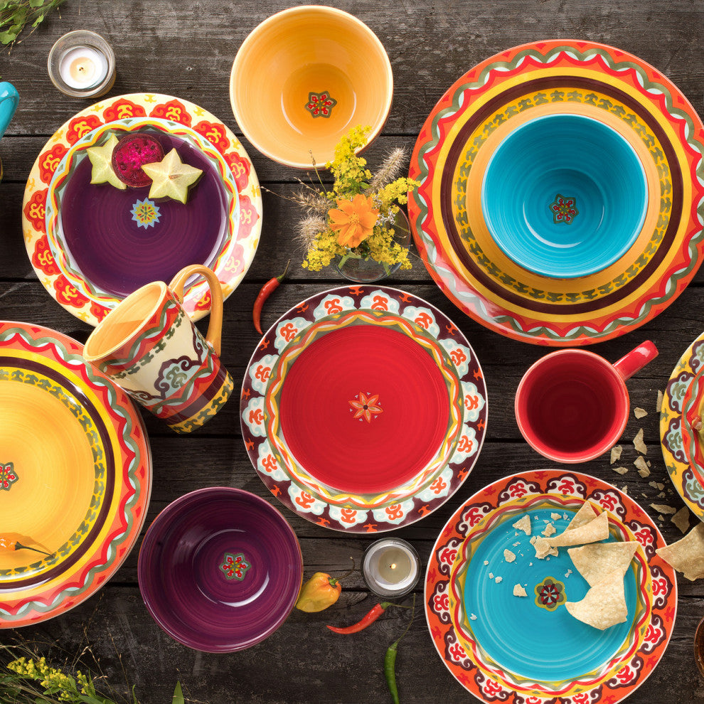 Euro Ceramica Galicia 16 Piece Dinnerware Set, Service for 4