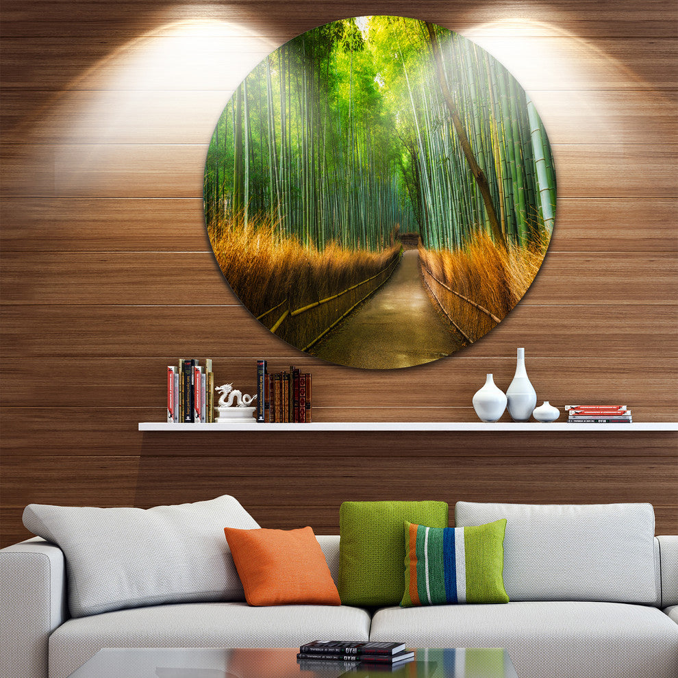 Arashiyama Bamboo Grove Japan, Forest Large Disc Metal Wall Art, 23"