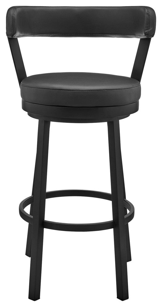 Bryant 26" Swivel Bar Stool, Black Finish and Black Faux Leather
