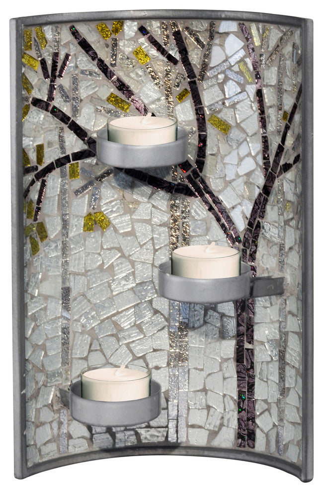 Glass Mosaic Autumn Candleholder