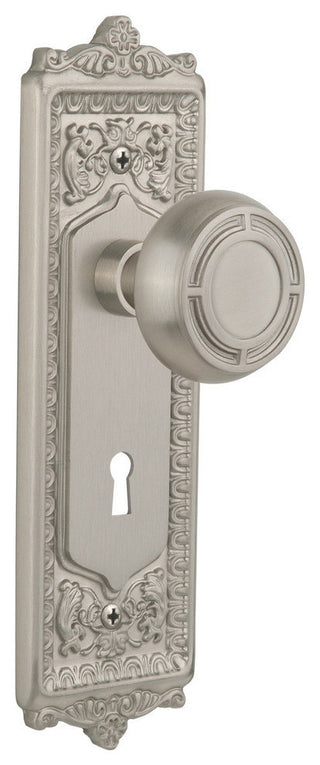 Single Egg & Dart Plate With Round Clear Mission Knob, Satin Nickel