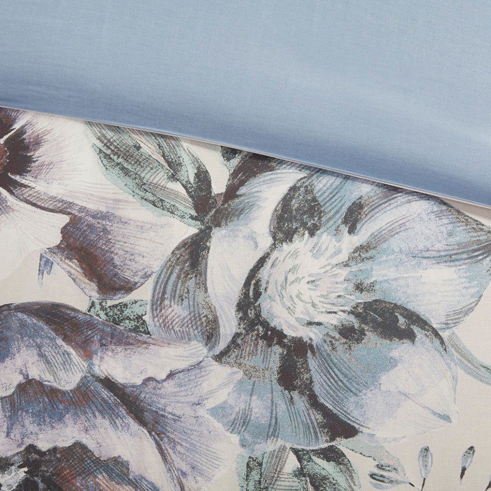 Madison Park Cassandra Shabby Chic Floral Cotton Comforter Set, Blue
