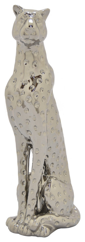 Plutus Brands Leopard Table Top Decor, Silver Porcelain