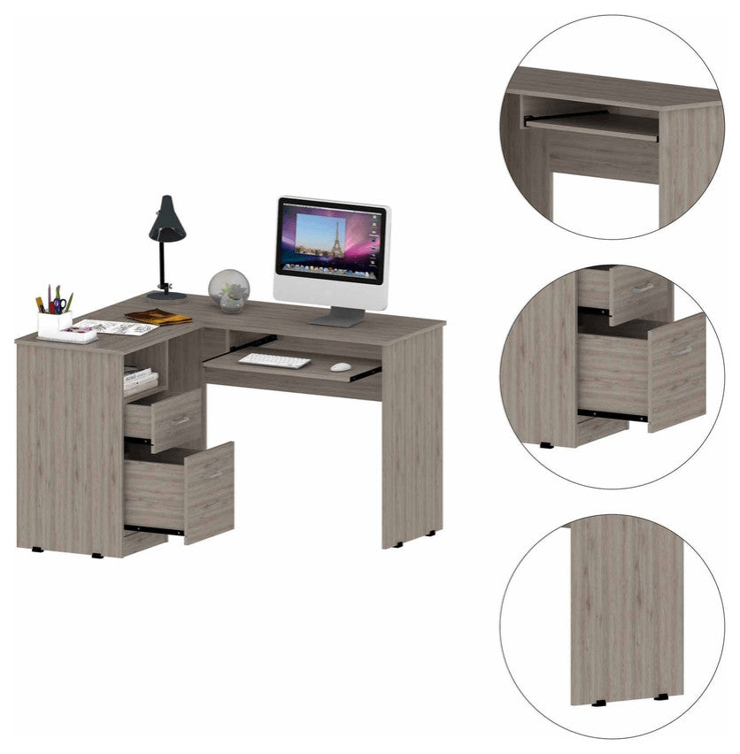 Thorpe Light Gray L Shaped Computer Desk